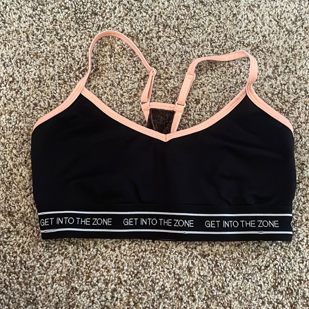 “Get into the zone” sports bra